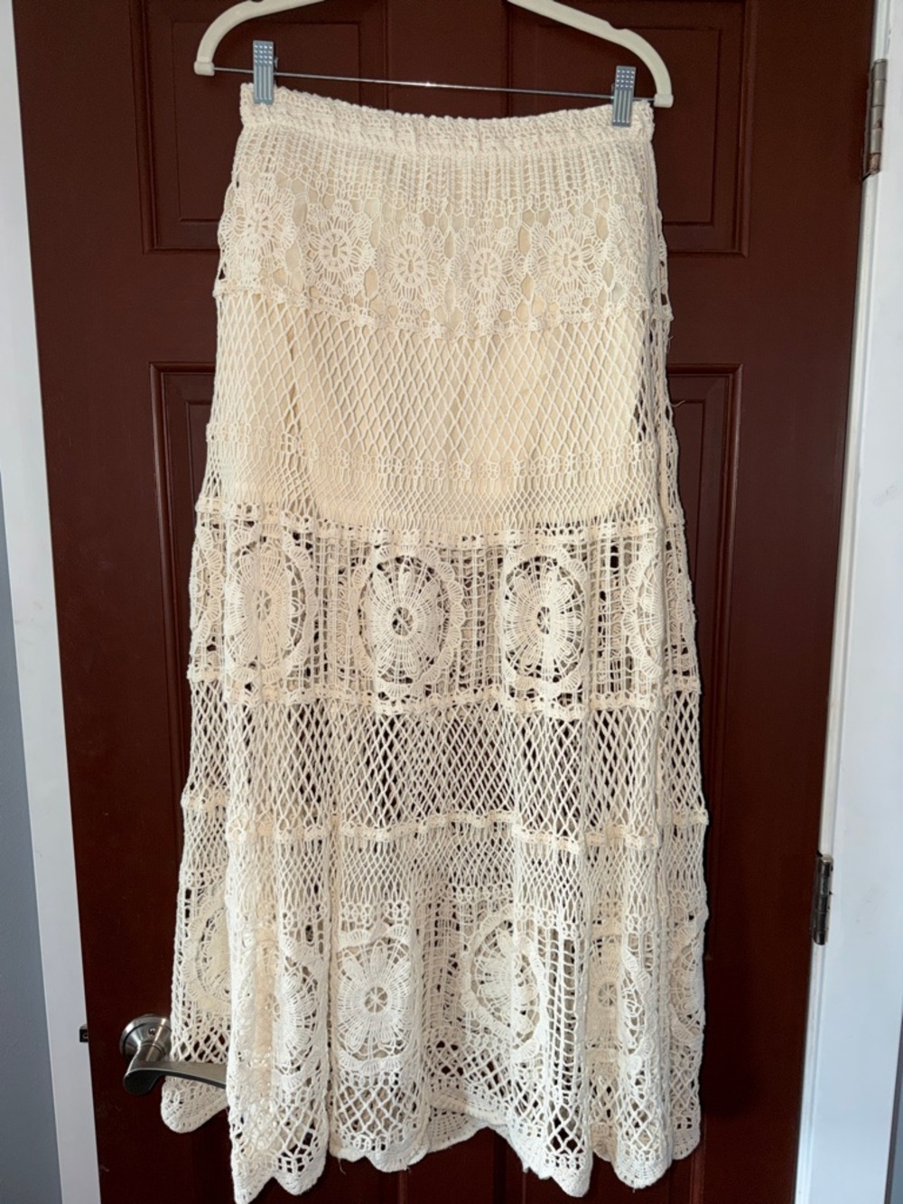 Crochet Maxi Skirt - Cream Boho Style